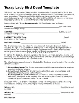 Printable Texas Lady Bird Deed Form
