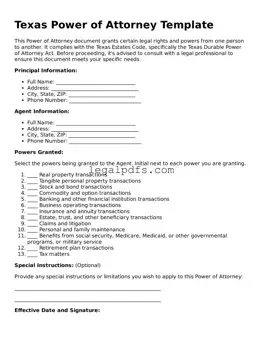 Printable Texas Power of Attorney Form