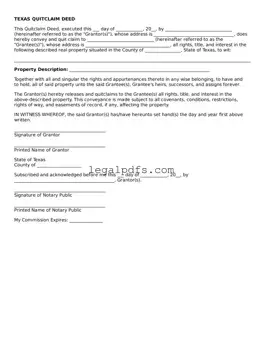 Printable Texas Quitclaim Deed Form