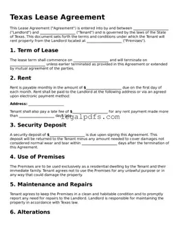 Printable Texas Lease Agreement Form