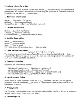Attorney-Approved Promissory Note for a Car Template