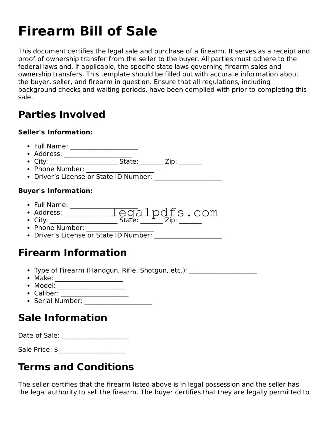 Attorney-Approved Firearm Bill of Sale Template